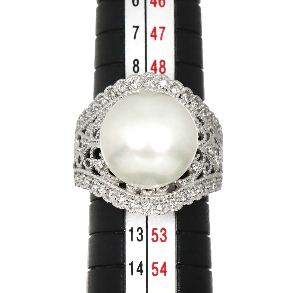 South Sea pearl 13mm Diamond 0.40ct Ring 18K K18 WG size5.25-5.5(US)