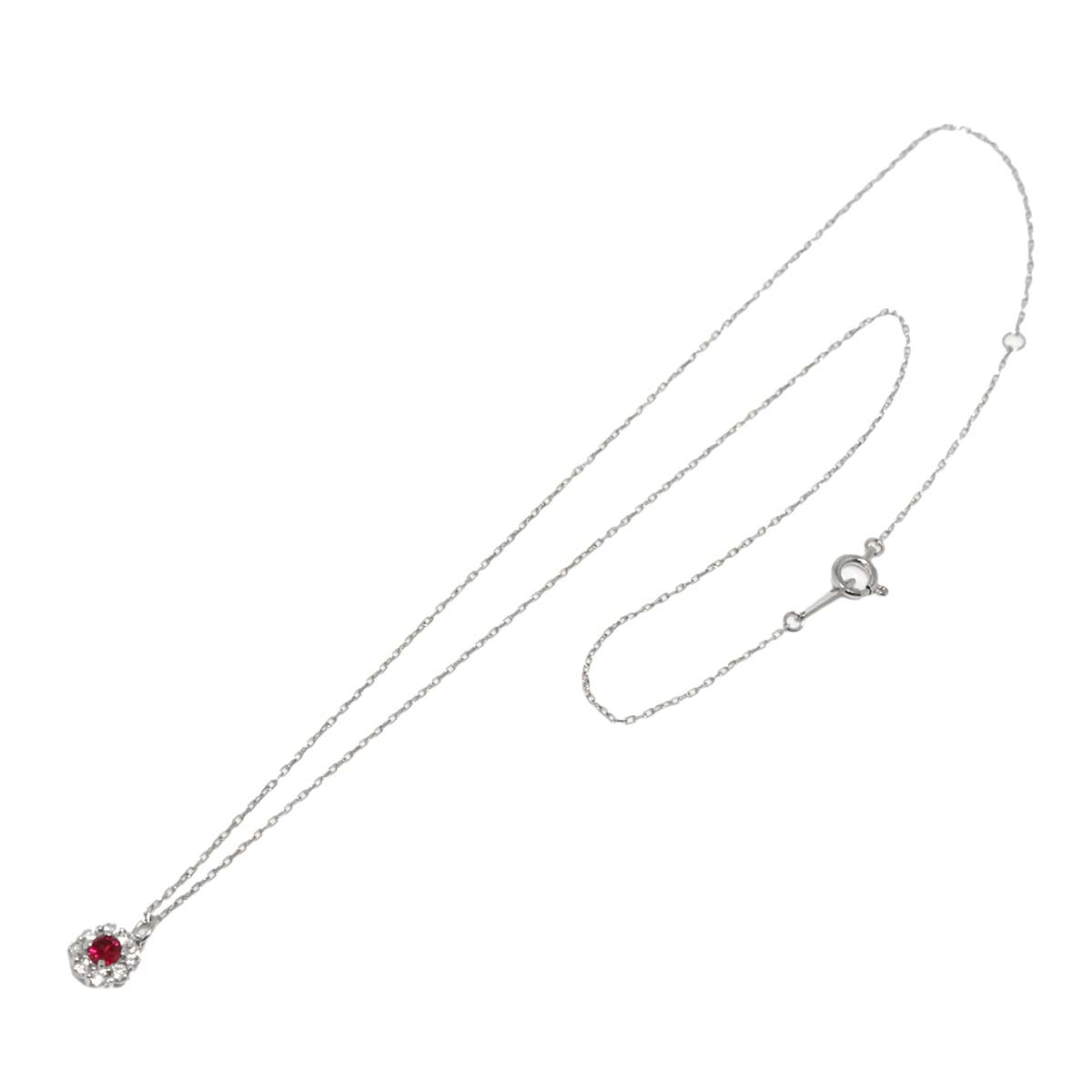 Ruby 0.16ct Diamond 0.13ct Necklace Pt Platinum