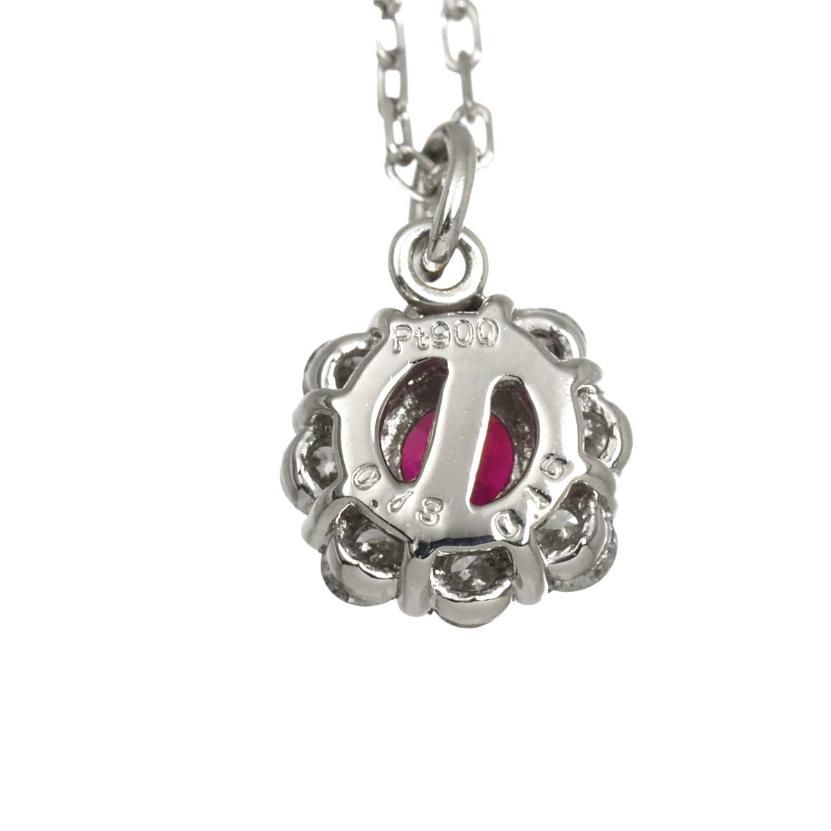 Ruby 0.16ct Diamond 0.13ct Necklace Pt Platinum