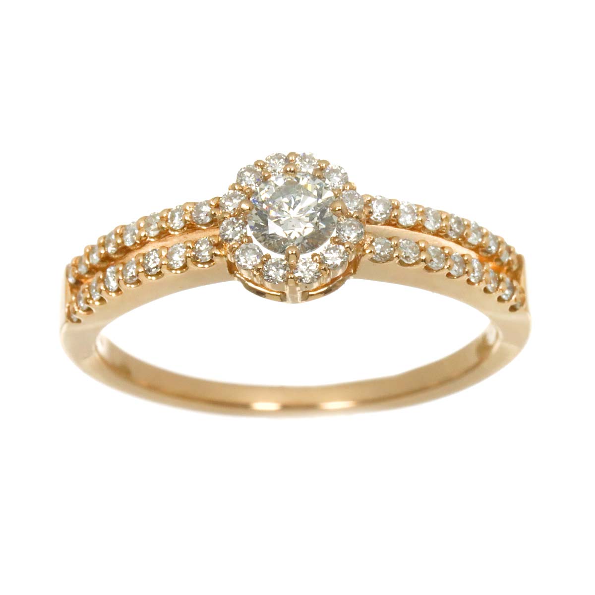Diamond 0.20ct/0.24ct Ring 18K PG Pink Gold 750 Size6(US)