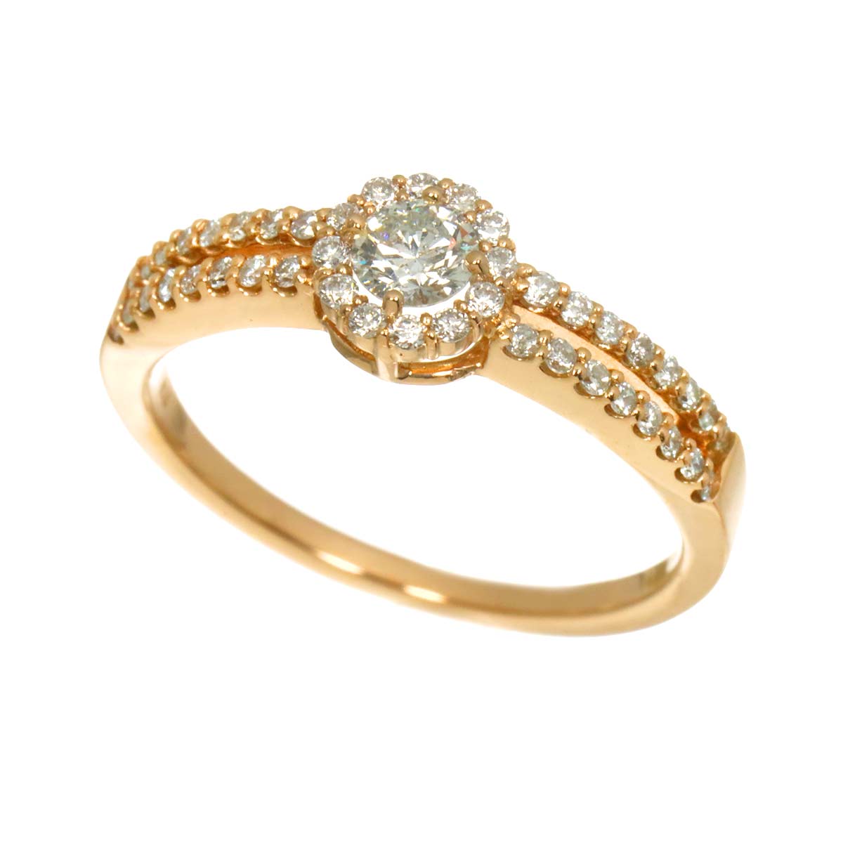 Diamond 0.20ct/0.24ct Ring 18K PG Pink Gold 750 Size6(US)