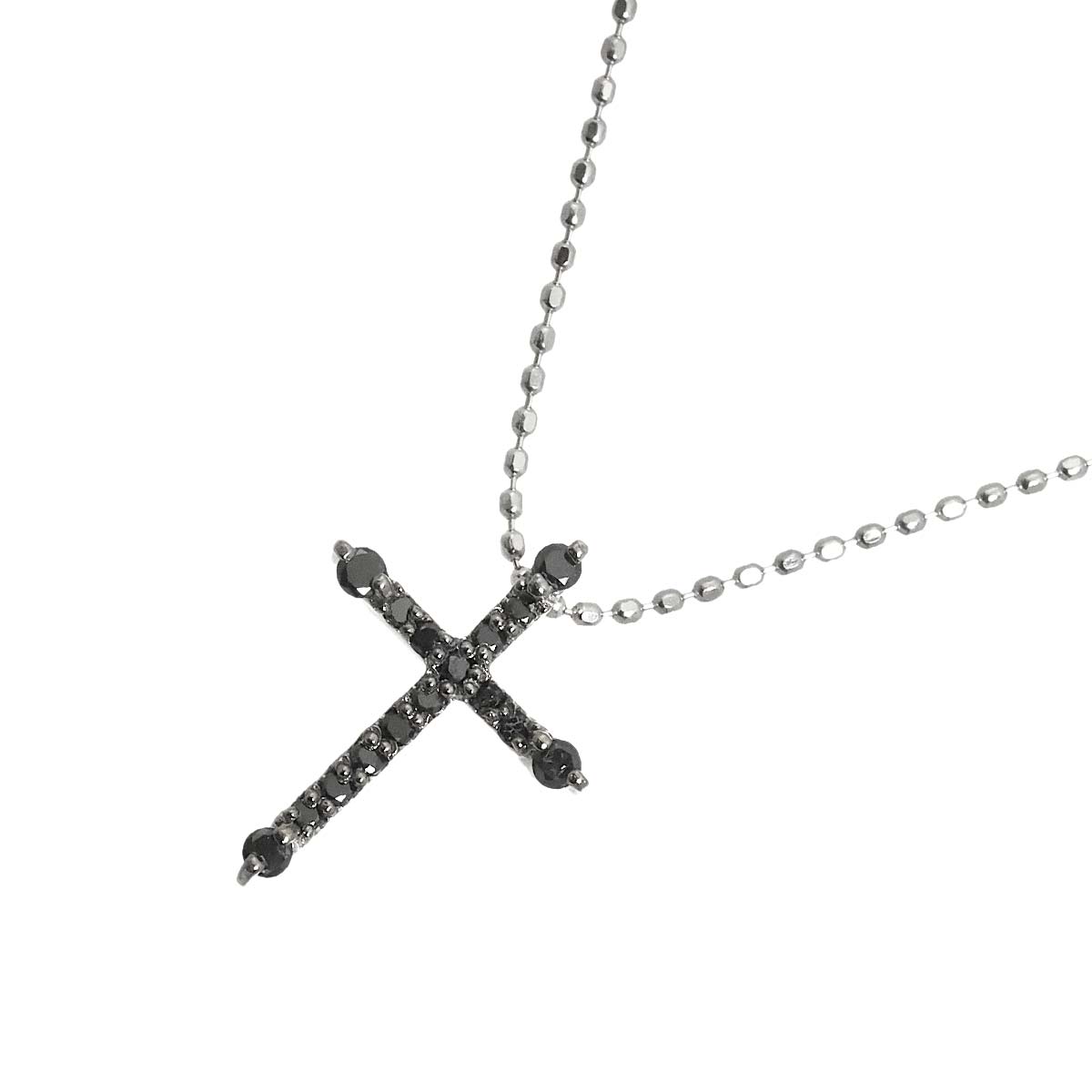 Cross Motif Diamond 0.13ct Necklace 18K White Gold 750