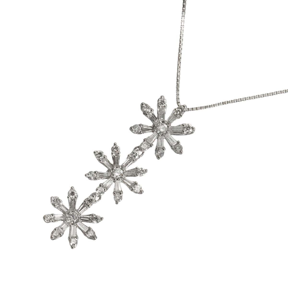 Diamond 1.00ct Necklace 18K WG White Gold 750