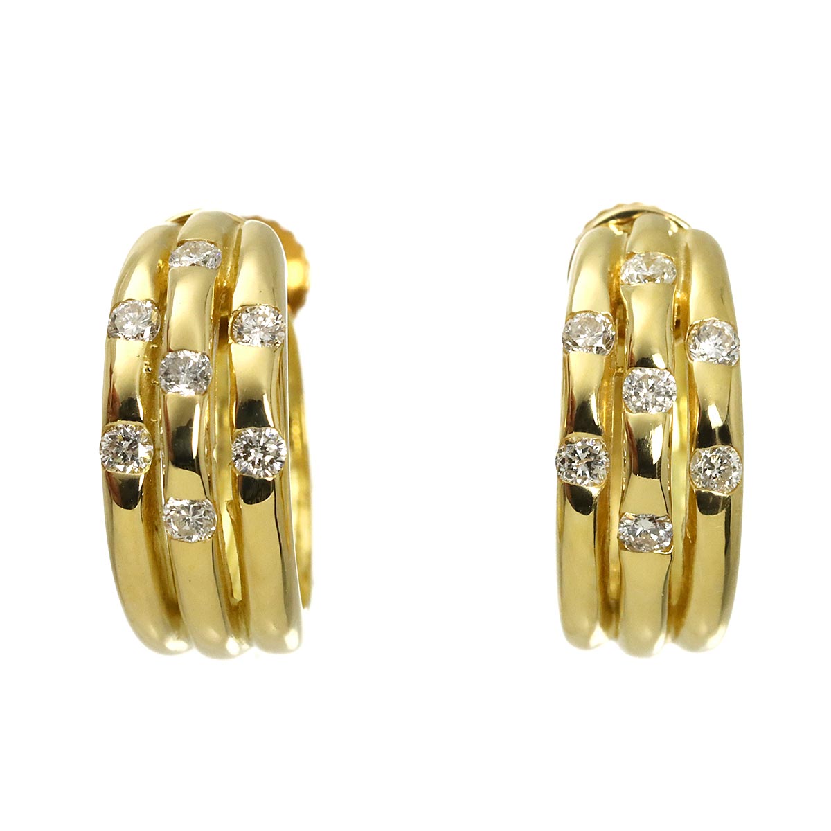 Diamond 0.10ct/0.10ct Earrings 18K K18 YG 750