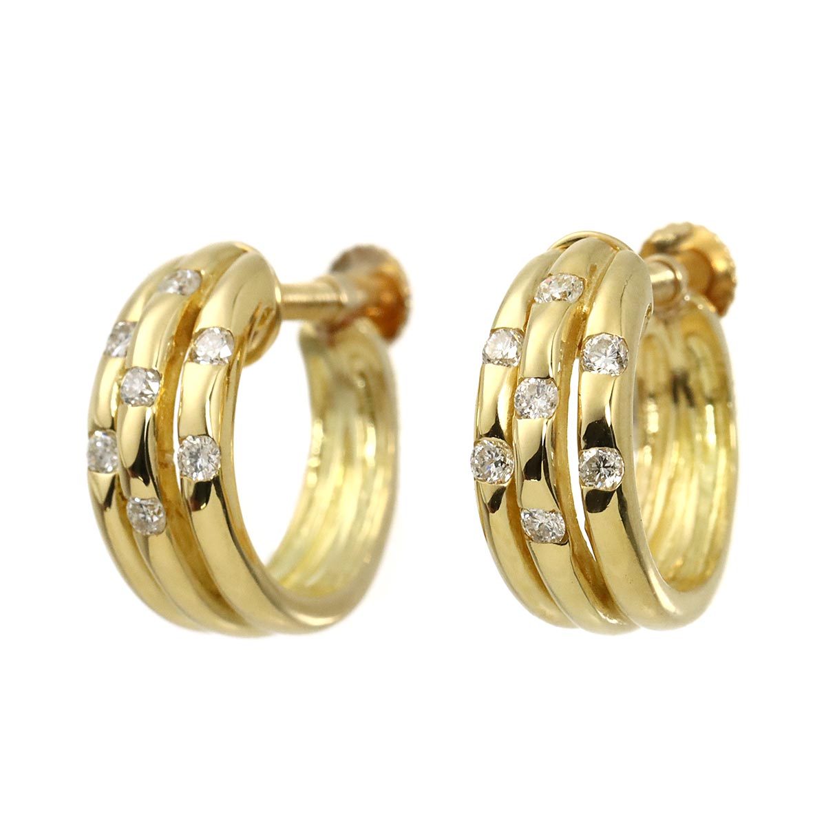 Diamond 0.10ct/0.10ct Earrings 18K K18 YG 750