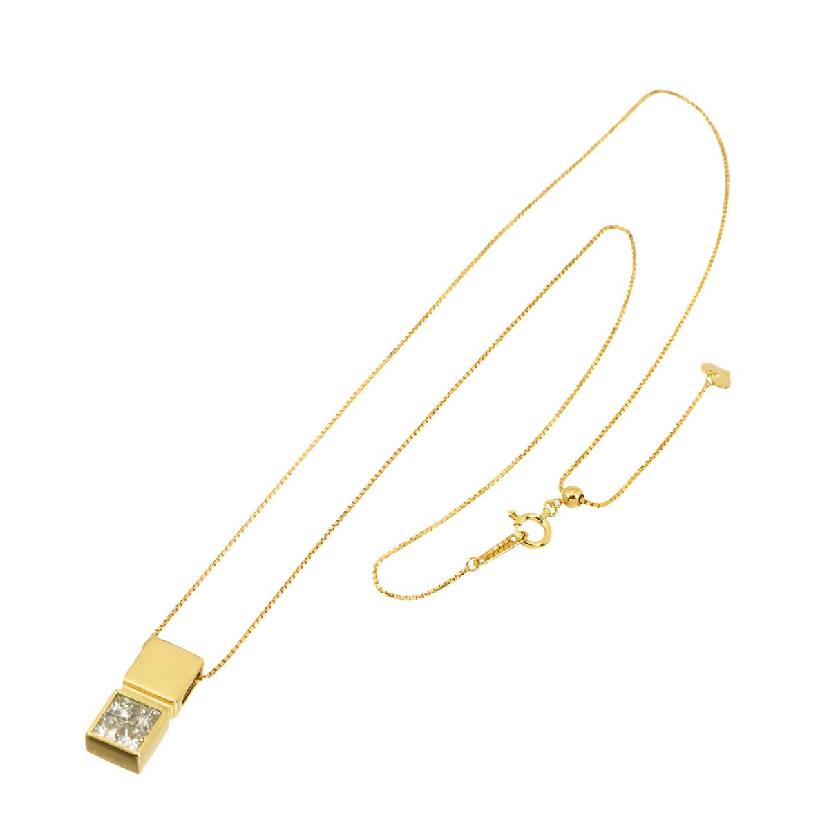 Diamond 0.70ct Necklace 18K K18 YG Yellow Gold 750