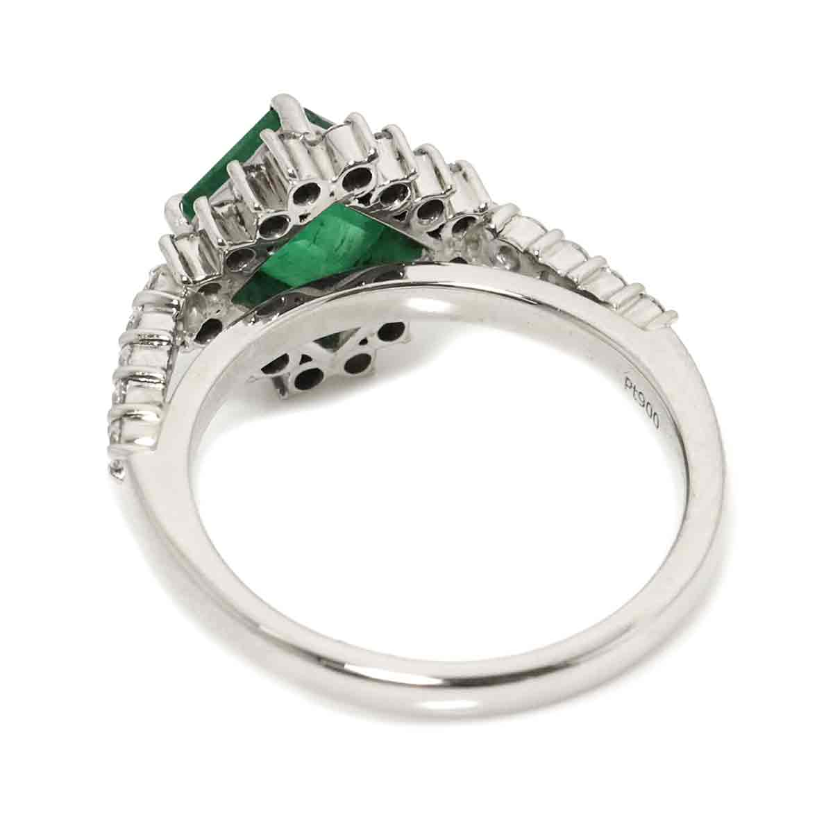 Emerald 0.96ct Diamond 0.32ct Ring Pt Platinum size3.25(US)