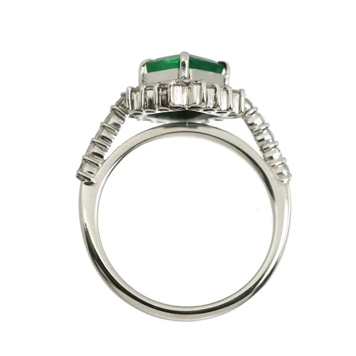 Emerald 0.96ct Diamond 0.32ct Ring Pt Platinum size3.25(US)