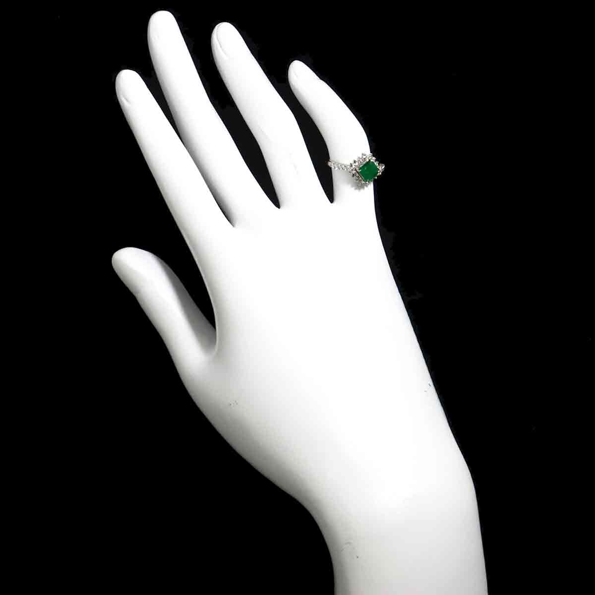 Emerald 0.96ct Diamond 0.32ct Ring Pt Platinum size3.25(US)