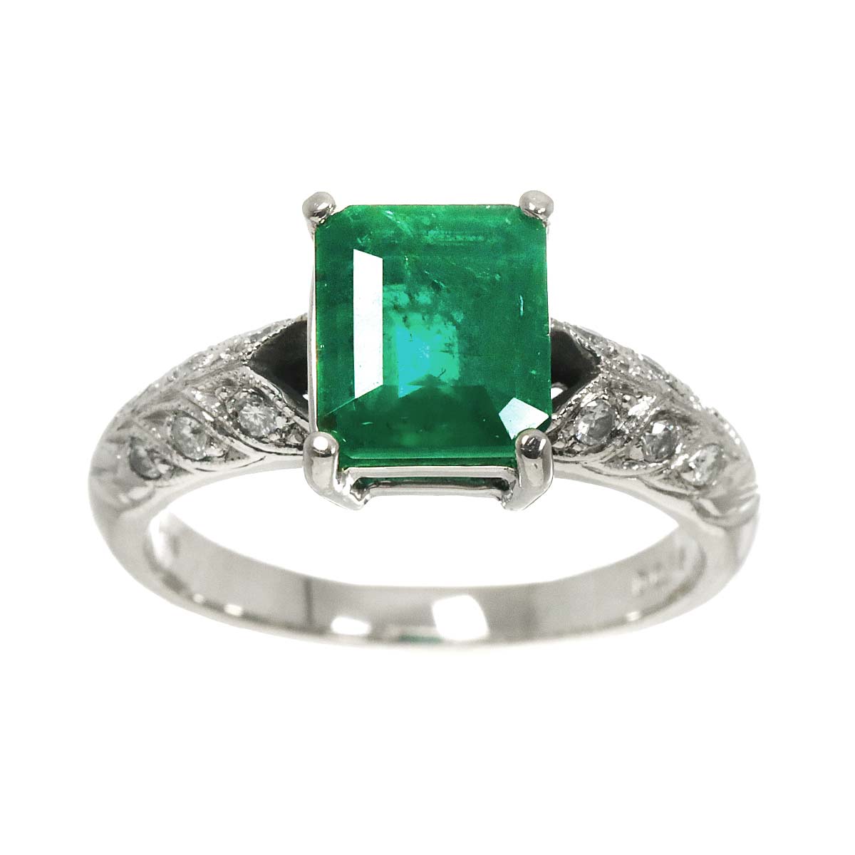 Emerald 1.71ct Diamond 0.15ct Ring Pt Platinum size6(US)