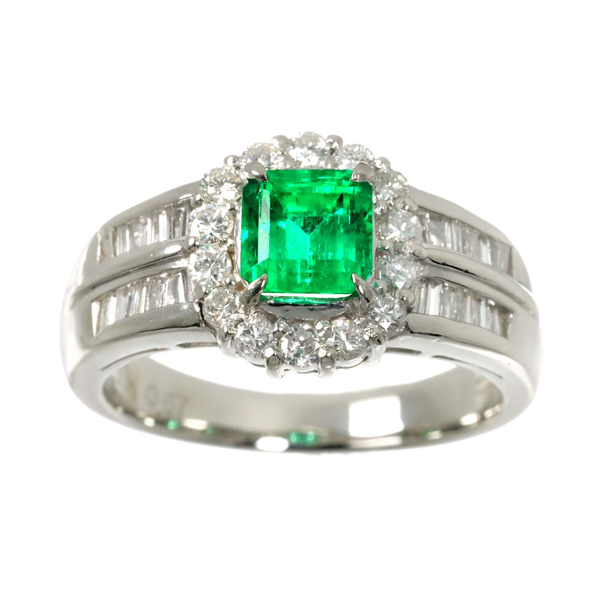 Emerald 0.83ct Diamond 0.67ct Ring Pt Platinum size5.5-5.75(US)