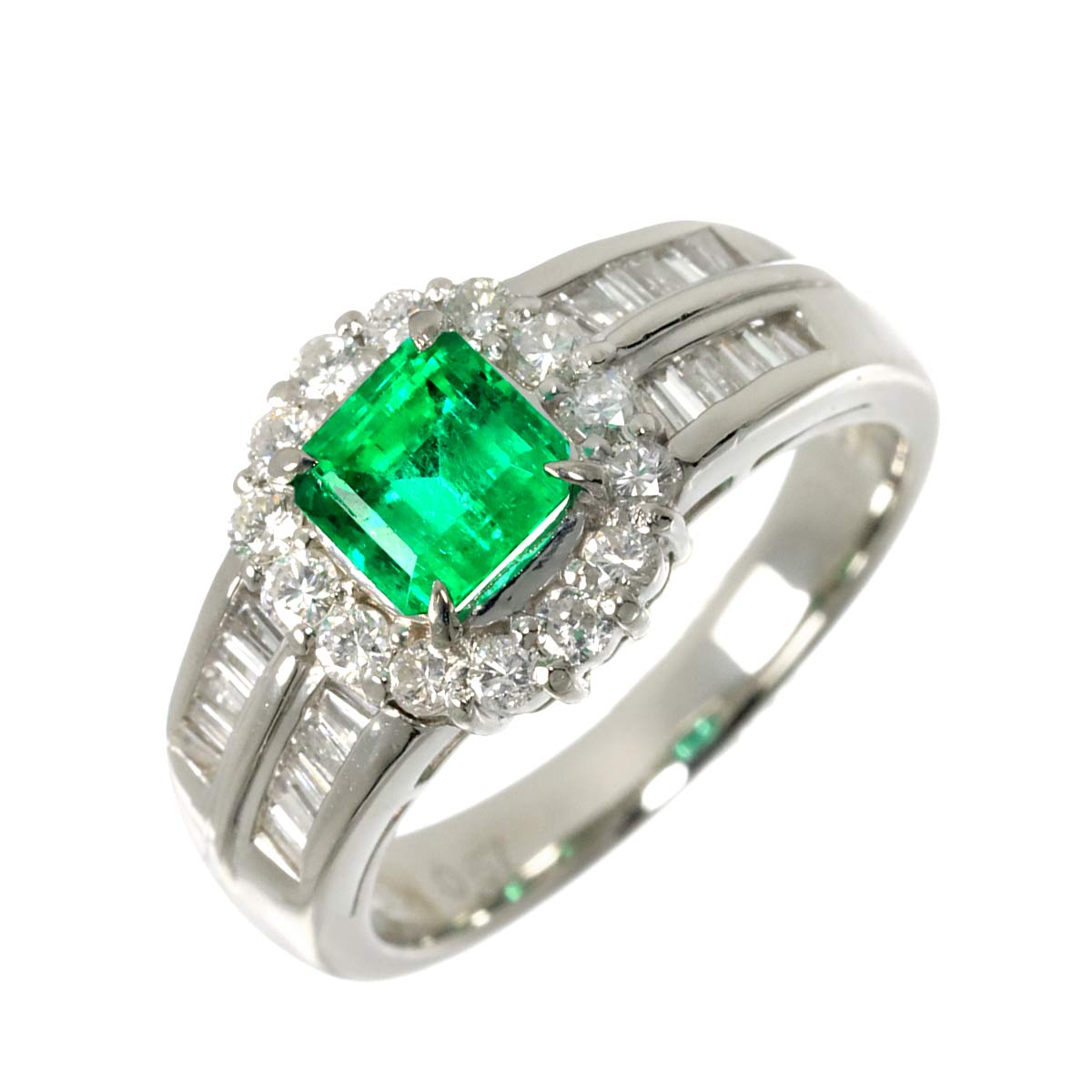 Emerald 0.83ct Diamond 0.67ct Ring Pt Platinum size5.5-5.75(US)