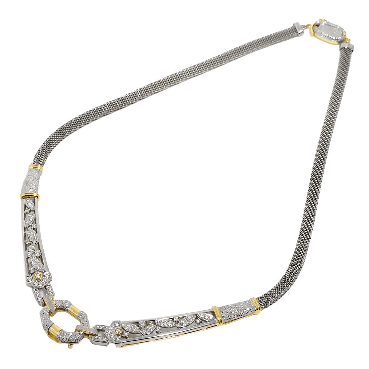 Diamond 1.04ct Necklace Pt 18K YG 750