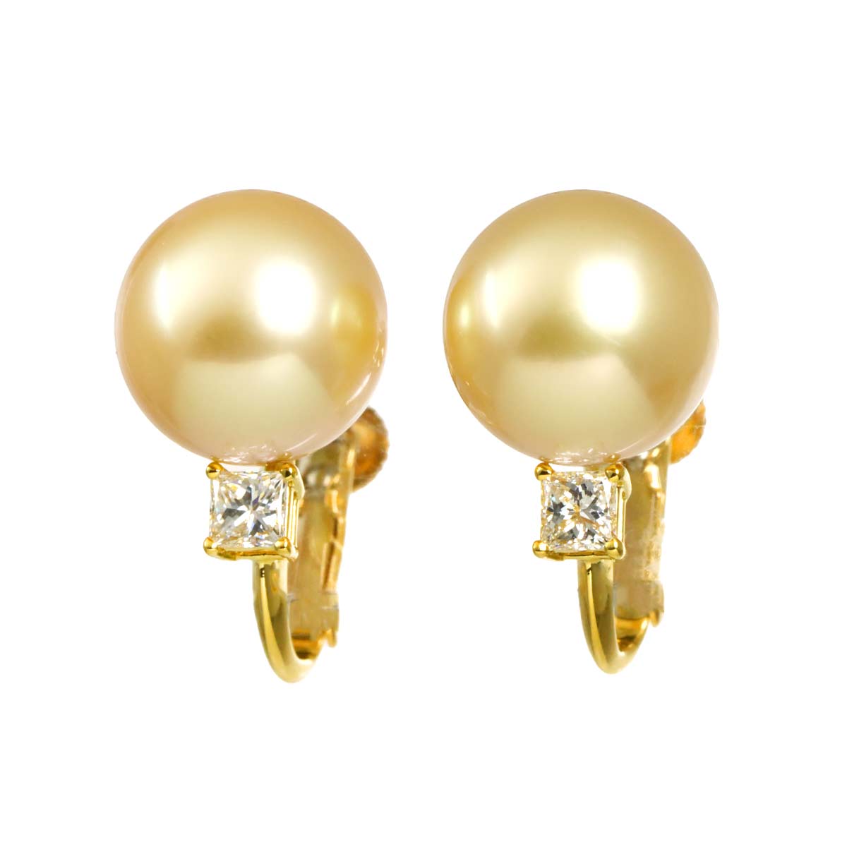 South Sea pearl Diamond 0.14/0.14ct Earrings Clip on 18K YG 750