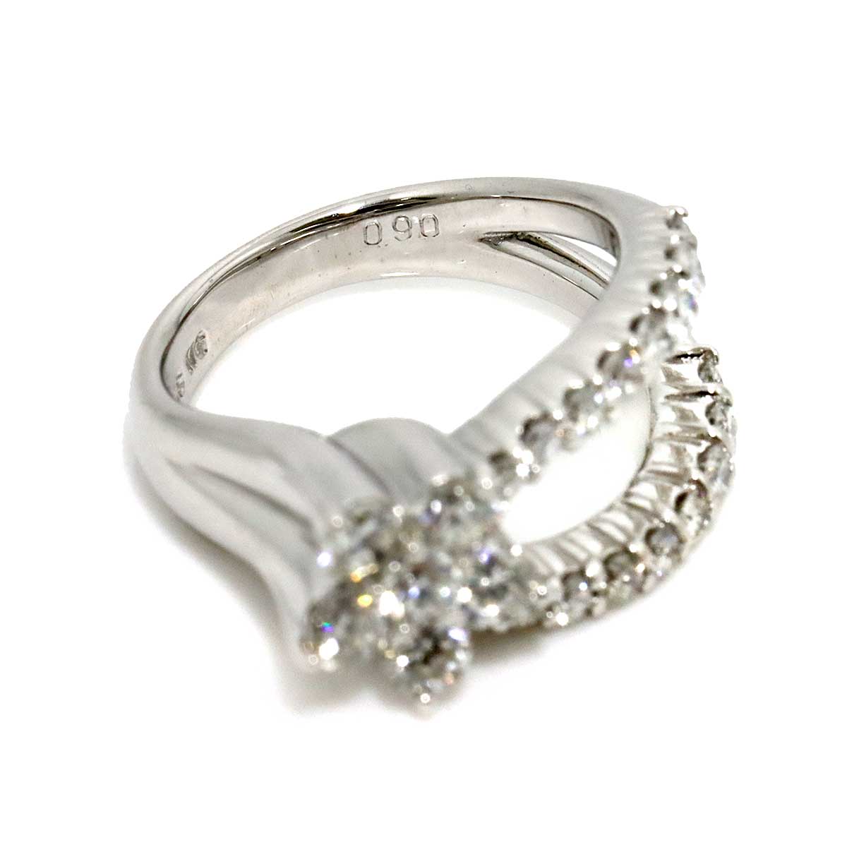 Diamond 0.90ct Ring 18K WG 750 Size3.25(US)