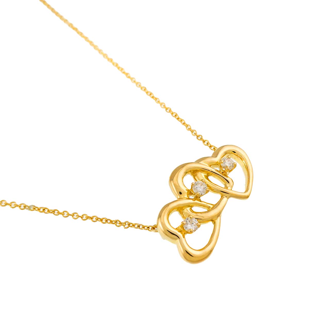 Triple Heart Diamond Necklace 18K YG 750