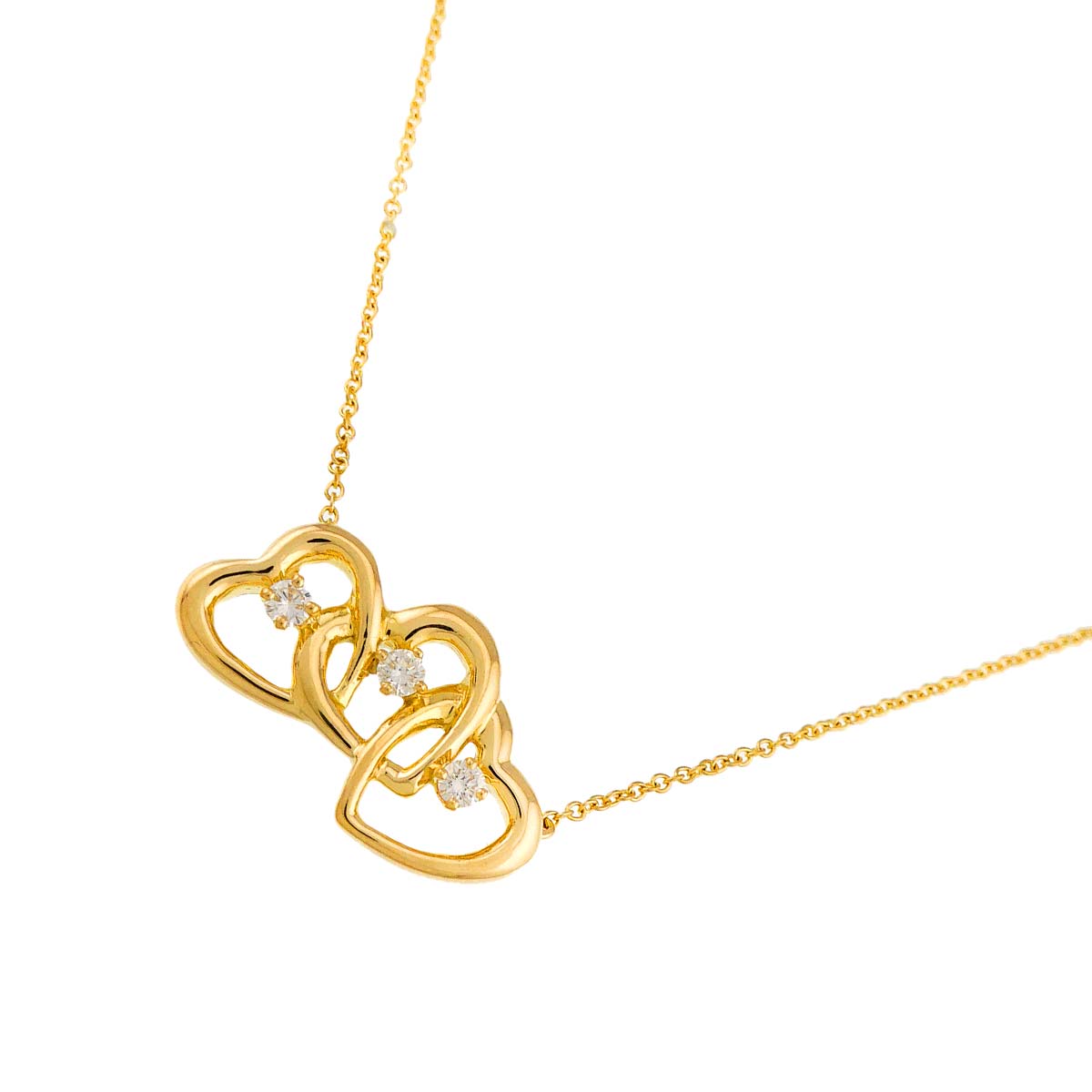 Triple Heart Diamond Necklace 18K YG 750