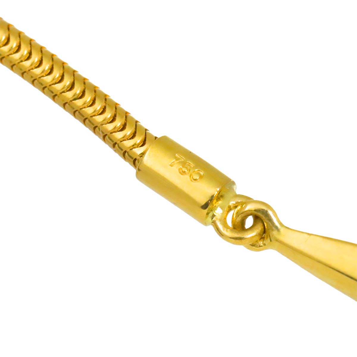 Feather Lariat Long Necklace 18K Yellow Gold 750