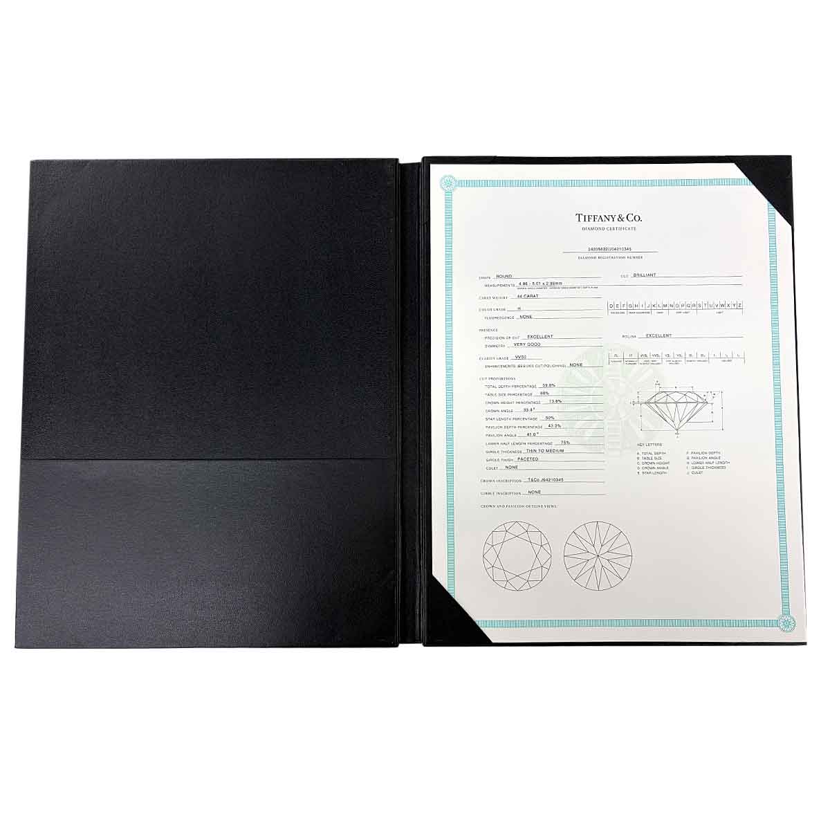 Diamond 0.44ct H/VVS2/EX Ring Pt 5.5-5.75(US)