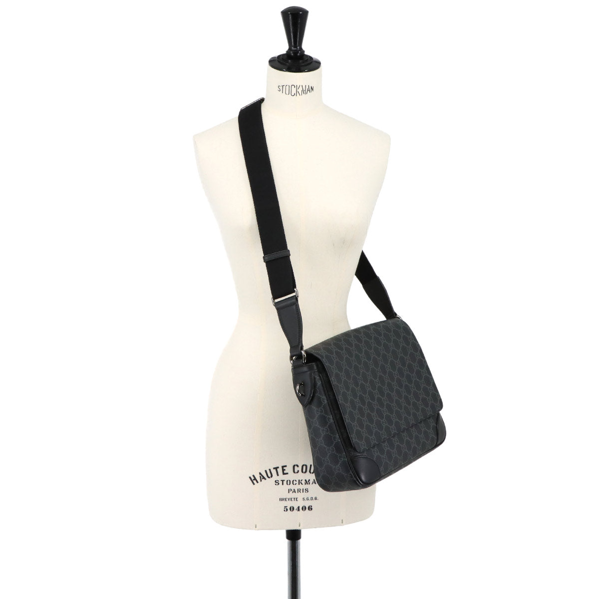 GG Emblem Crossbody Bag Leather Black 821154 Purse