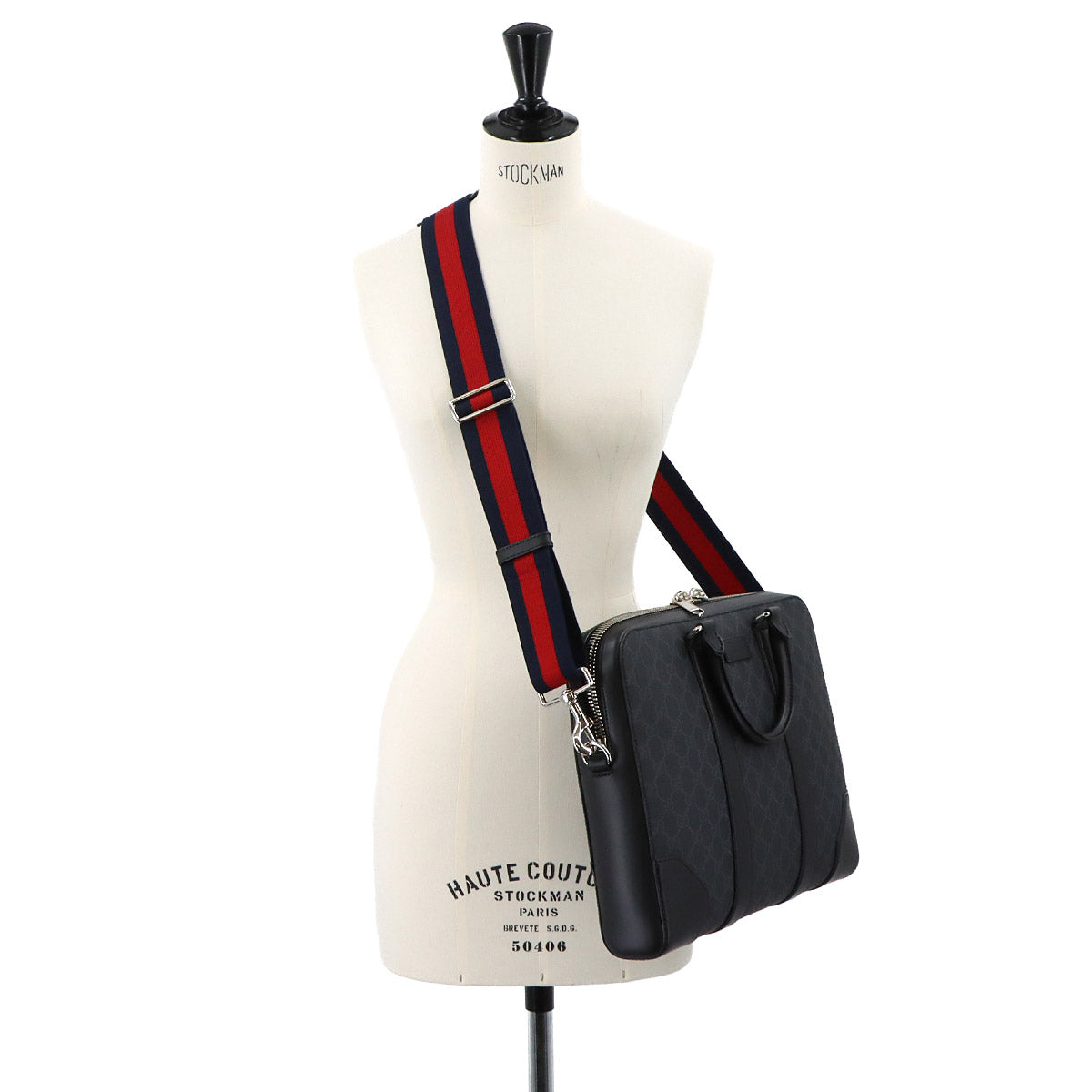GG Supreme Briefcase 2way Business Shoulder Bag Black Gray 474135