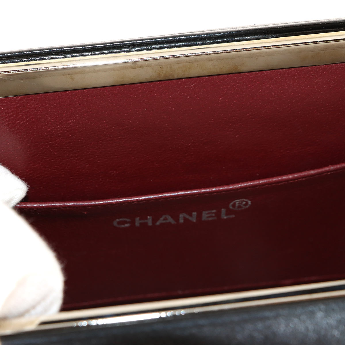 Matelasse Vanity Hand Bag Leather Black Purse