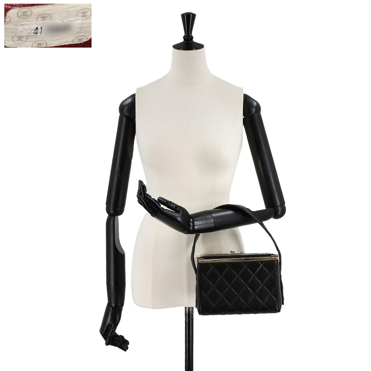Matelasse Vanity Hand Bag Leather Black Purse
