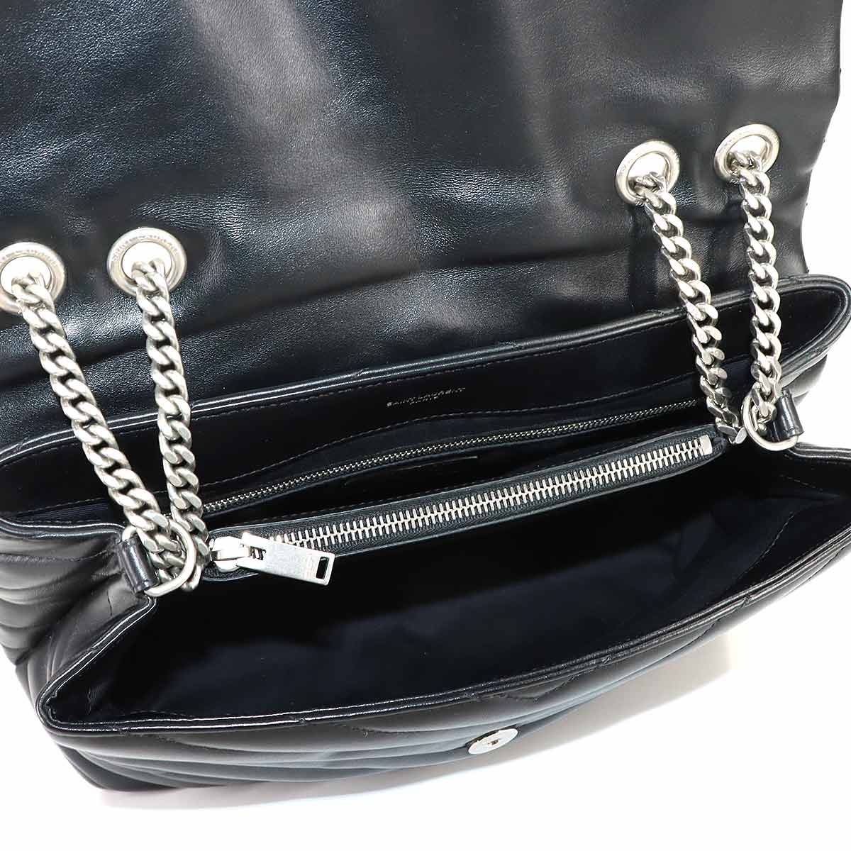 Loulou Chain Shoulder Bag Leather Black 487216