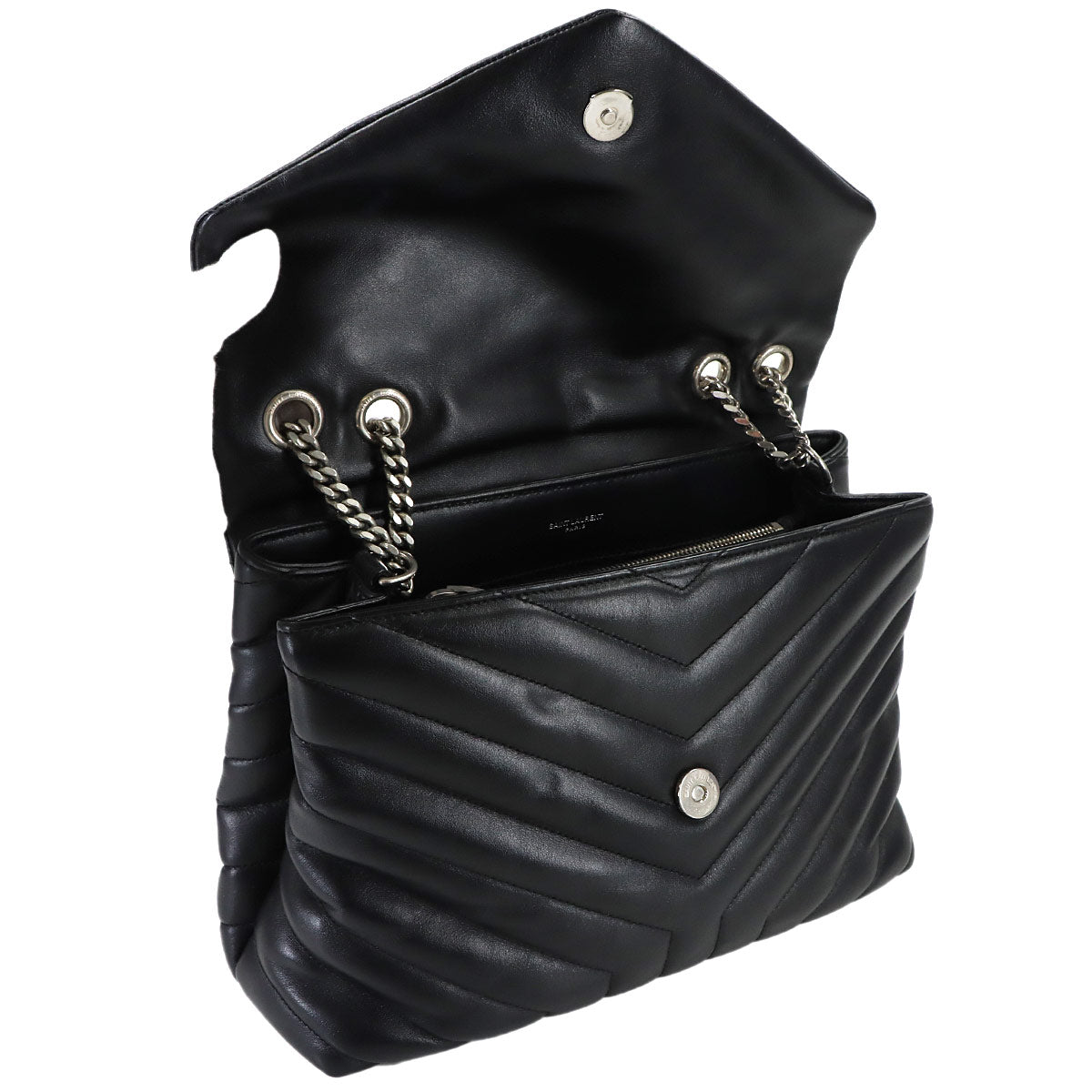 Loulou Chain Shoulder Bag Leather Black 487216