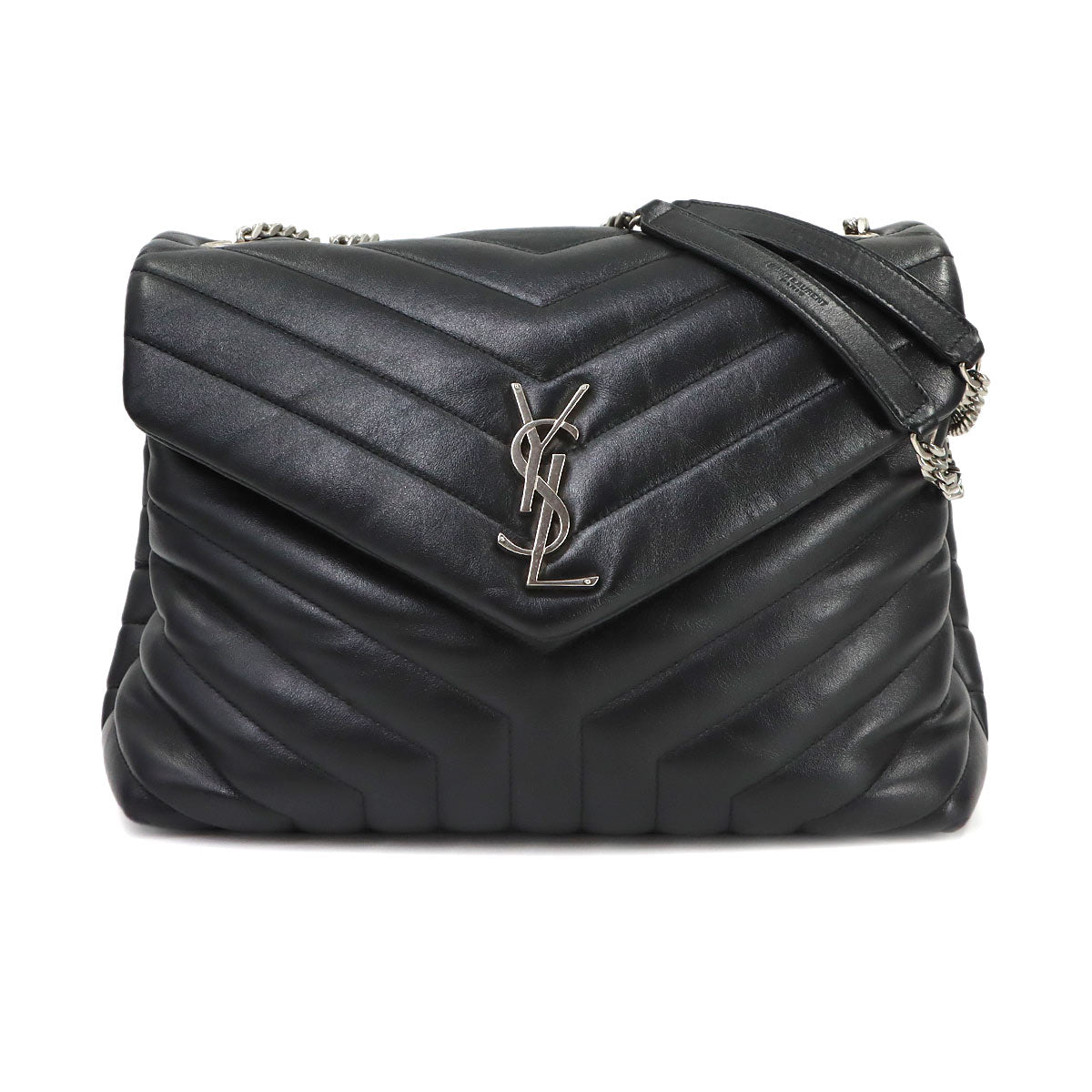 Loulou Chain Shoulder Bag Leather Black 487216