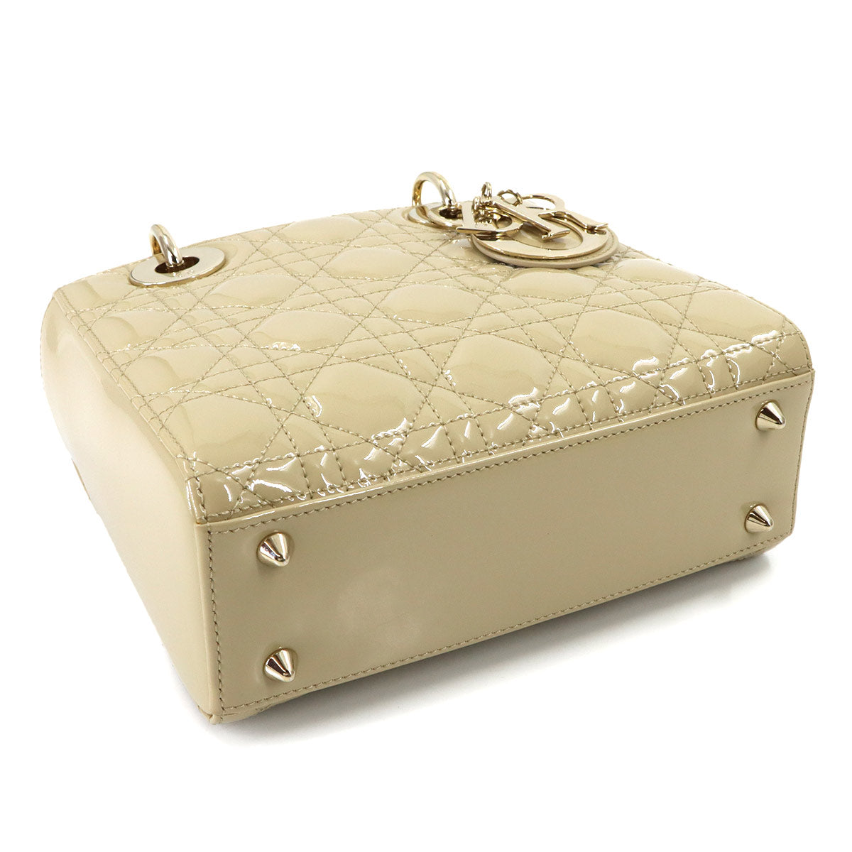 Lady Dior Small Hand Shoulder Bag Patent leather Beige