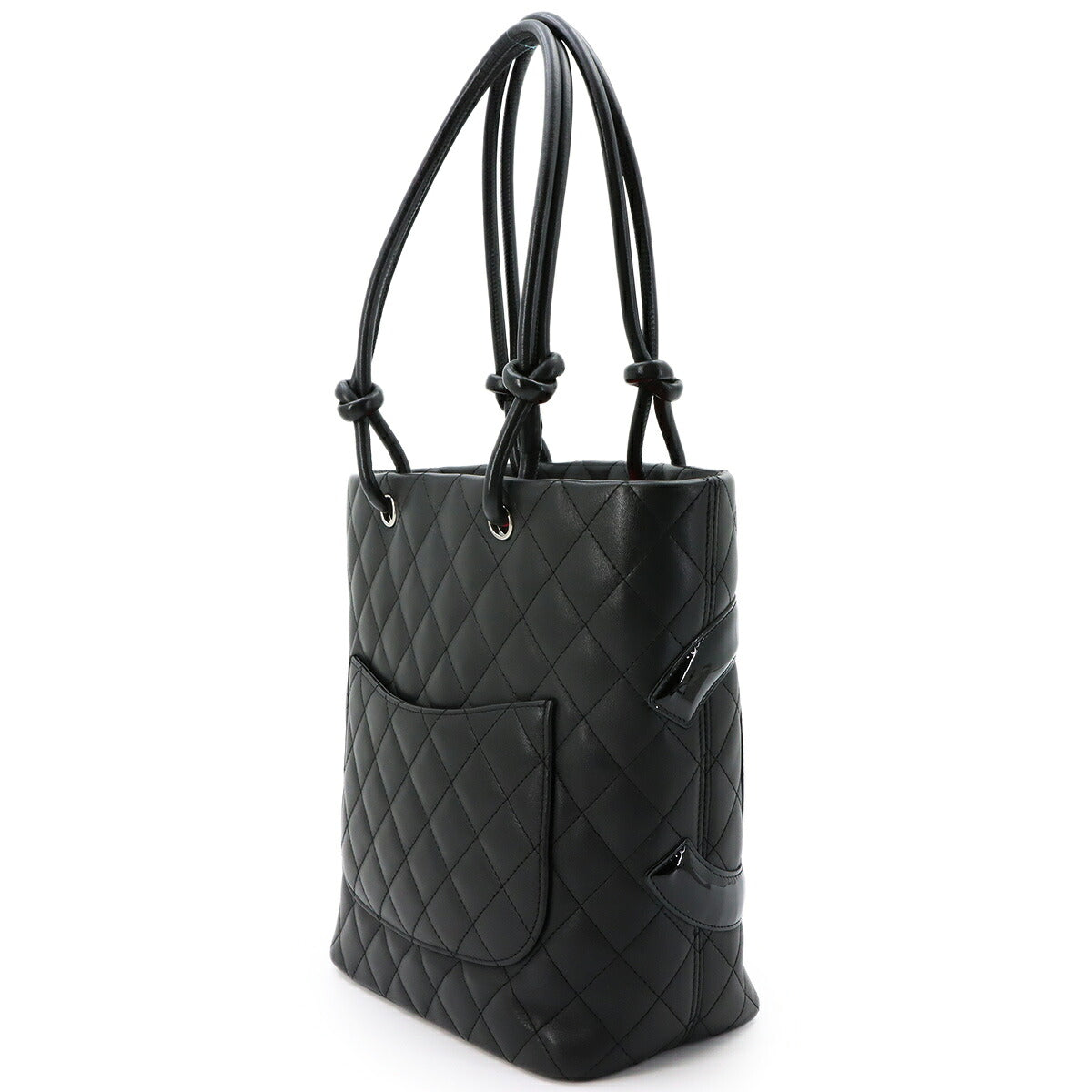 Cambon Line Medium Tote Bag Leather Enamel Black A25167 Purse