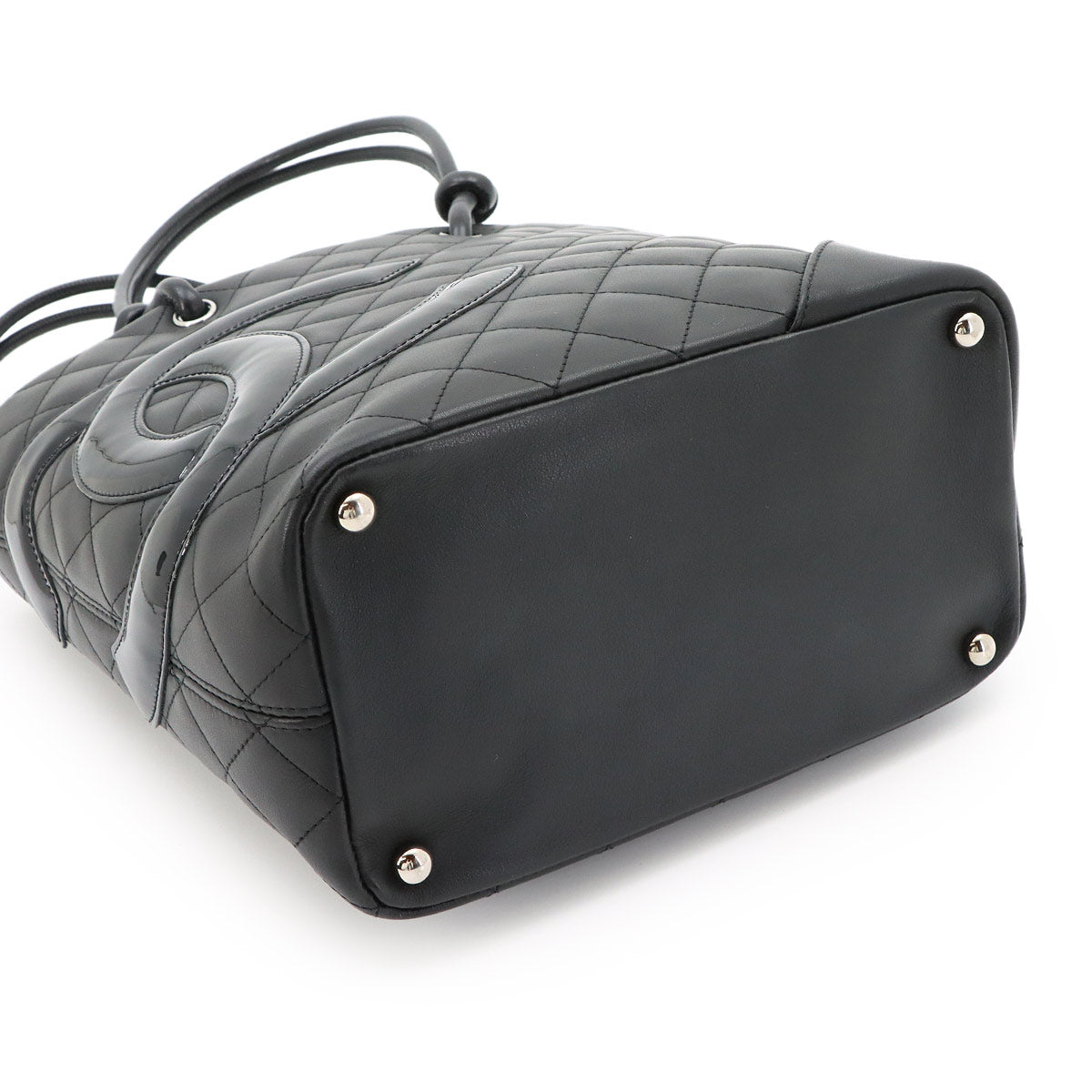 Cambon Line Medium Tote Bag Leather Enamel Black A25167 Purse