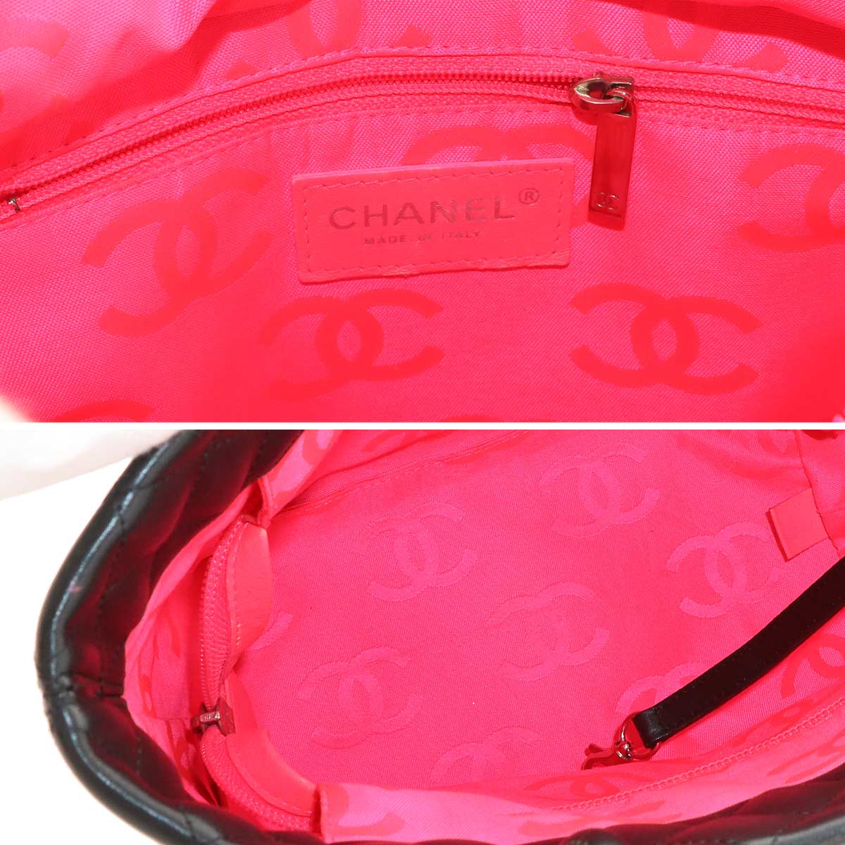 Cambon Line Medium Tote Bag Leather Enamel Black A25167 Purse