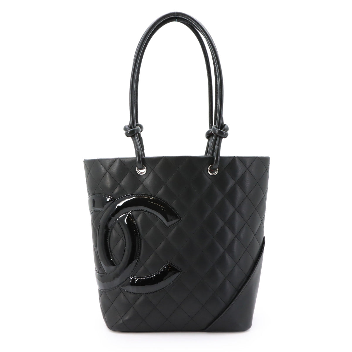 Cambon Line Medium Tote Bag Leather Enamel Black A25167 Purse
