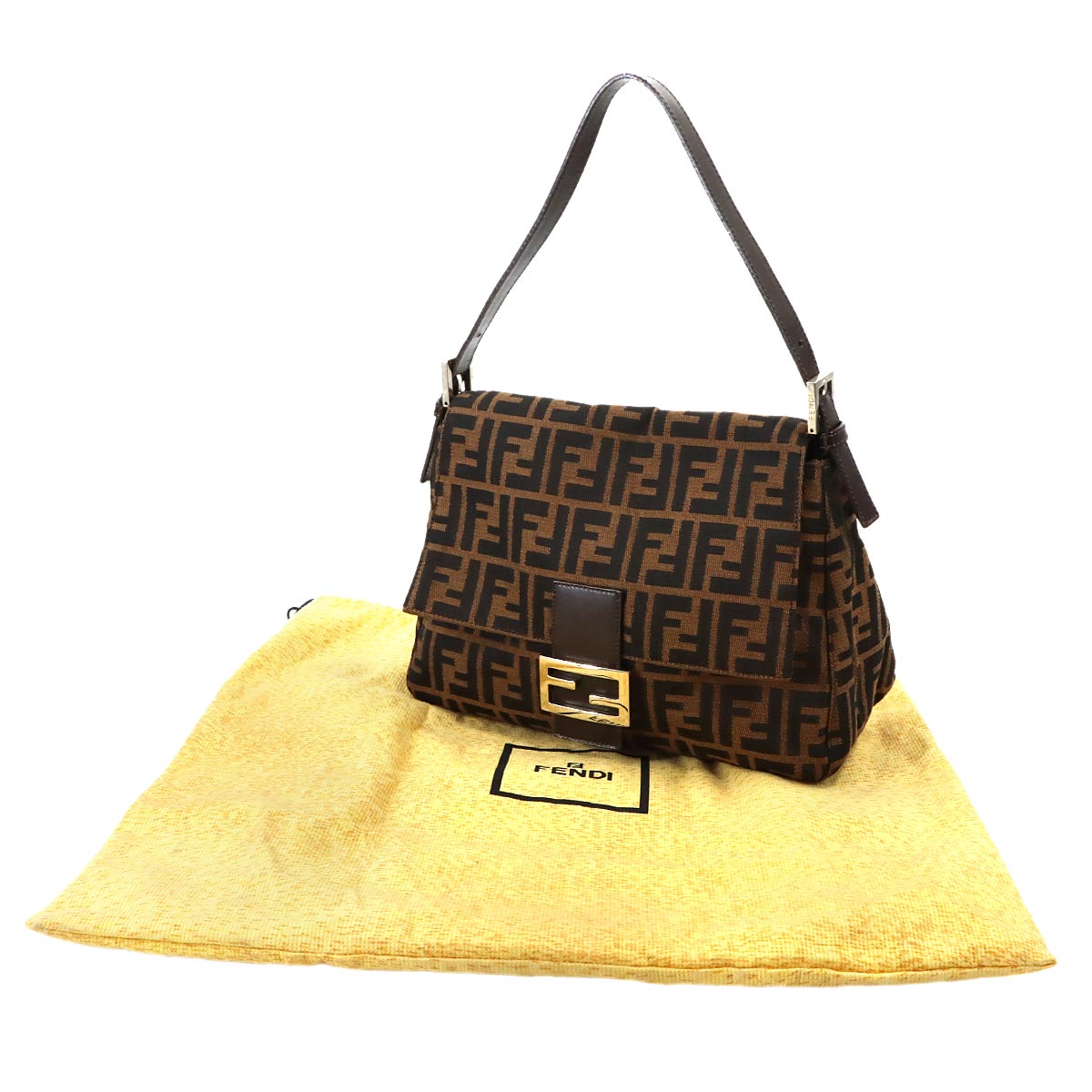 Zucca Mamma Baguette Shoulder Bag Canvas Leather Brown 26325