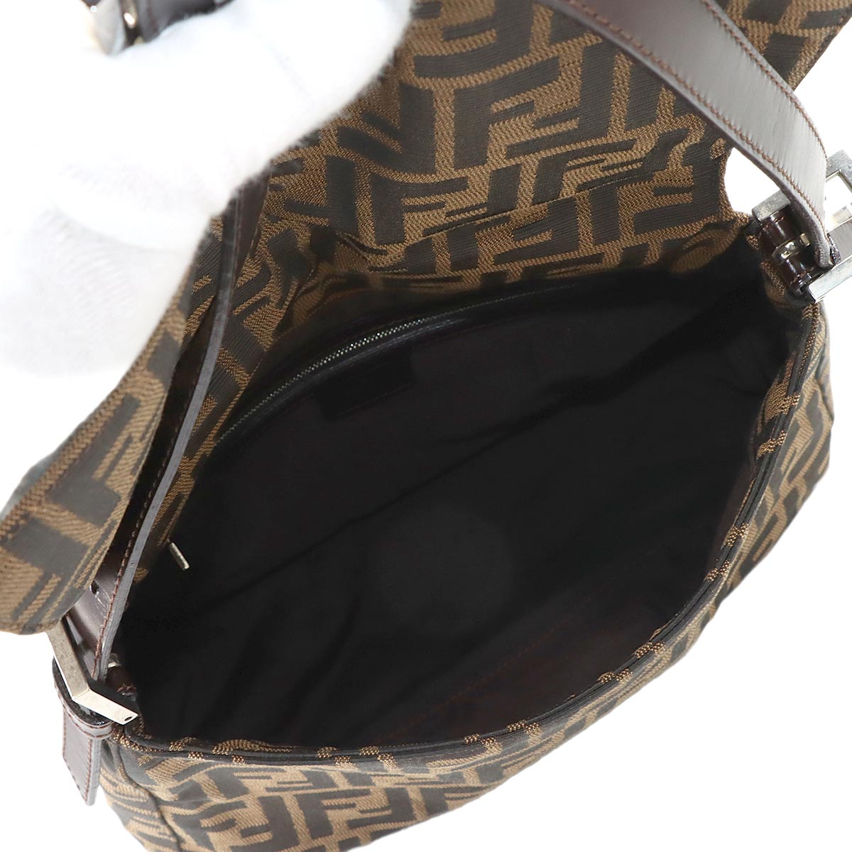 Zucca Mamma Baguette Shoulder Bag Canvas Leather Brown 26325