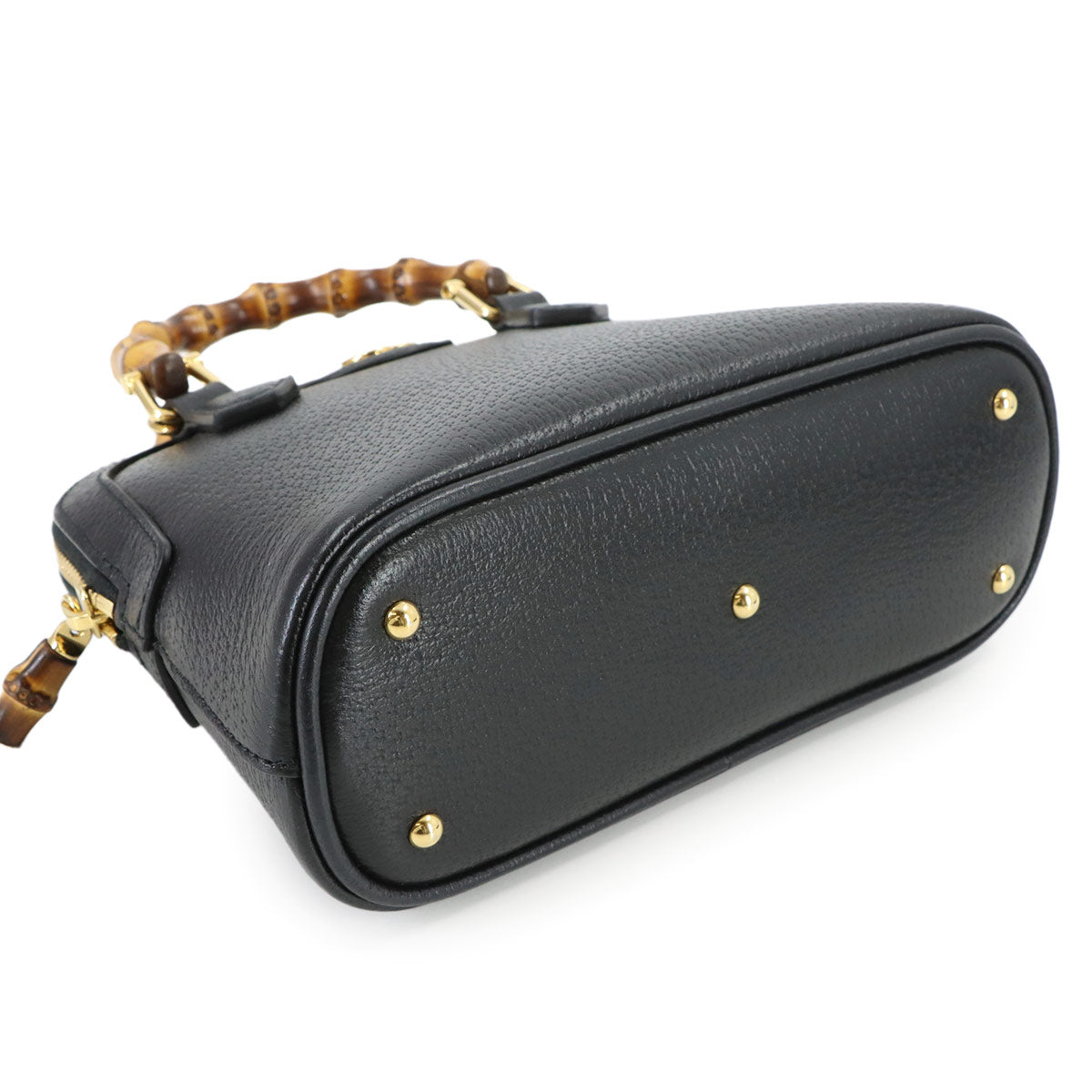 Diana Mini Hand Shoulder Bag Leather Black Bamboo 715775