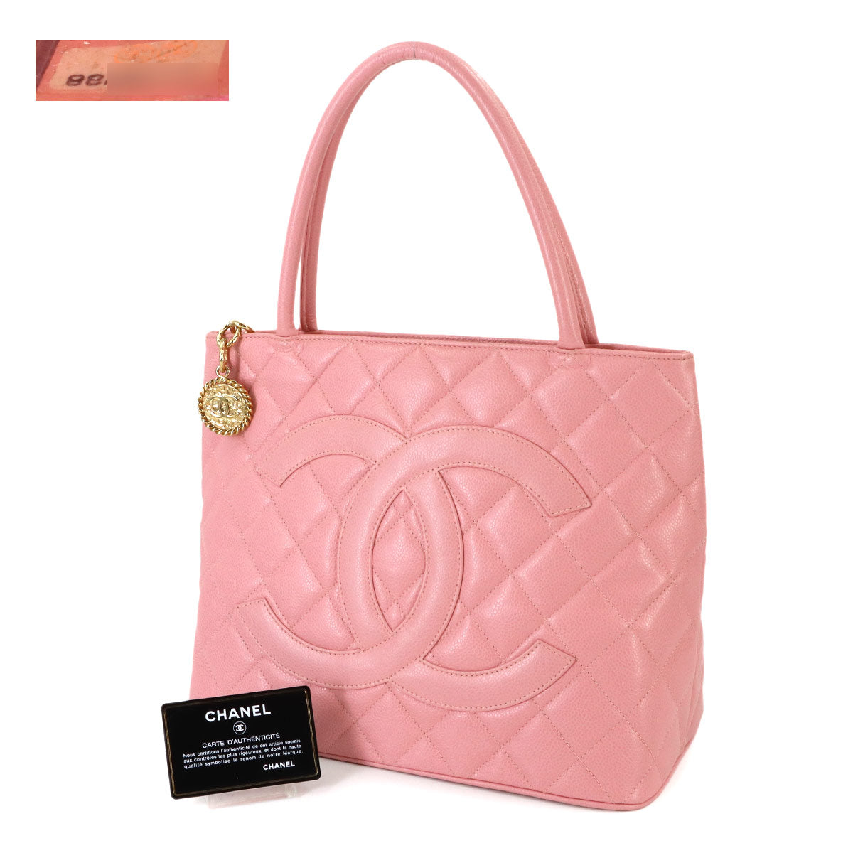 Medallion Tote Bag Leather Pink A01804 Coco Logos