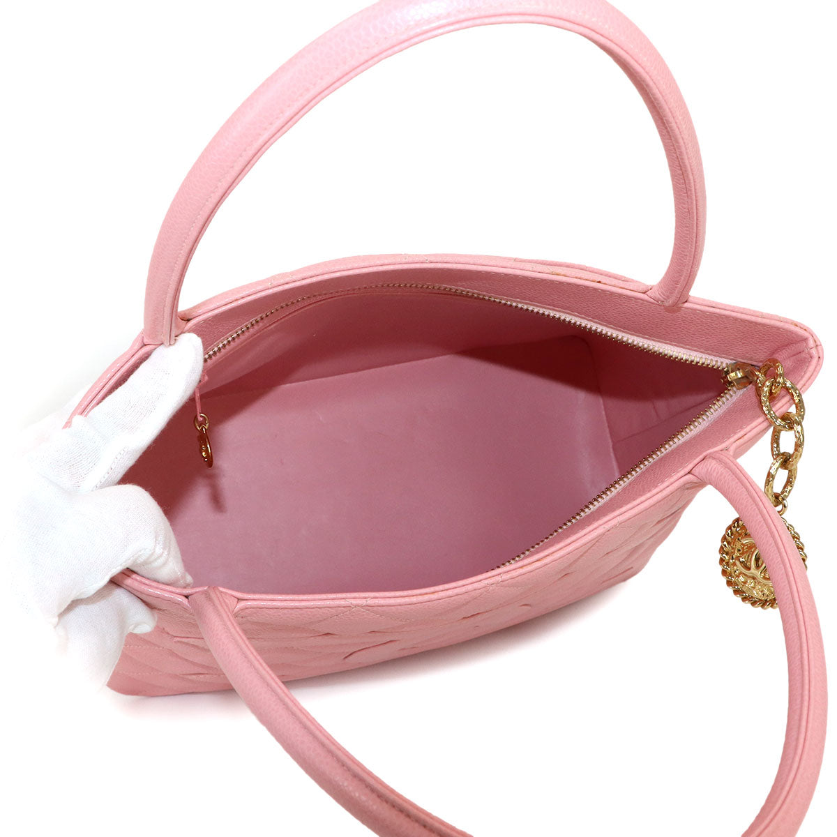 Medallion Tote Bag Leather Pink A01804 Coco Logos