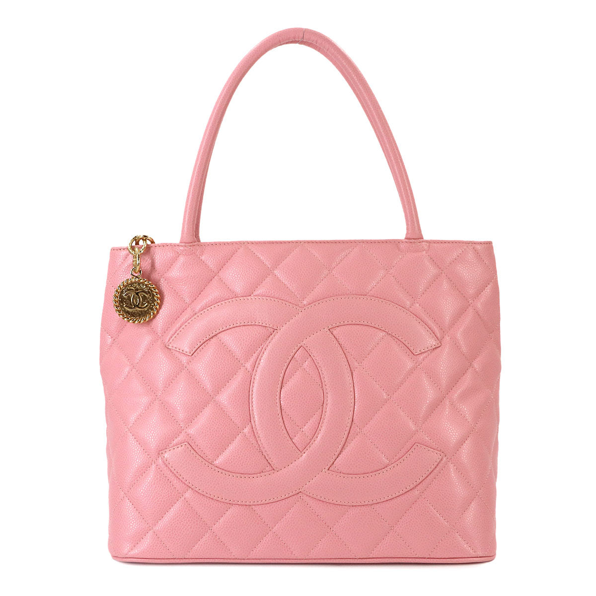Medallion Tote Bag Leather Pink A01804 Coco Logos