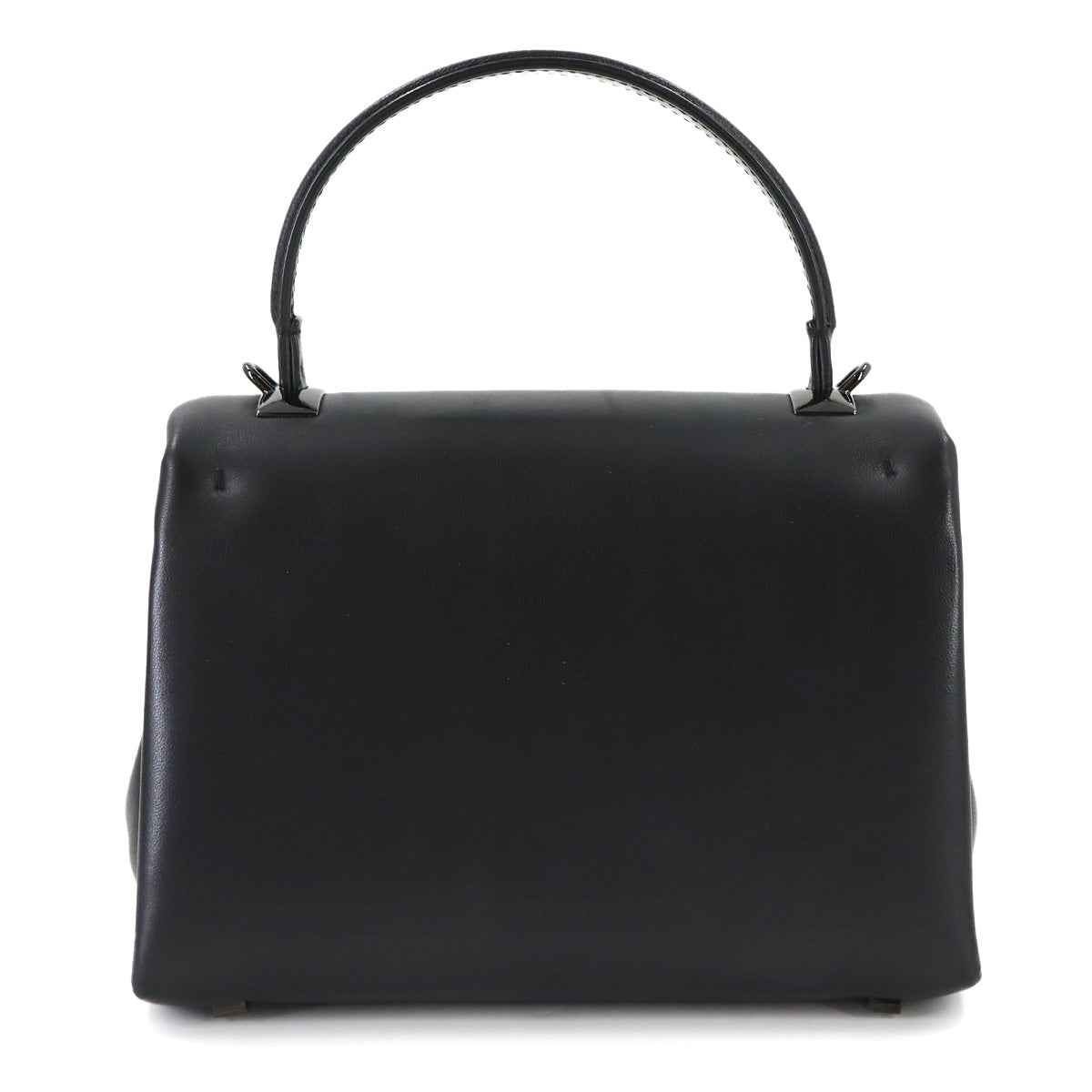 One Stud Hand Shoulder Bag Leather Black