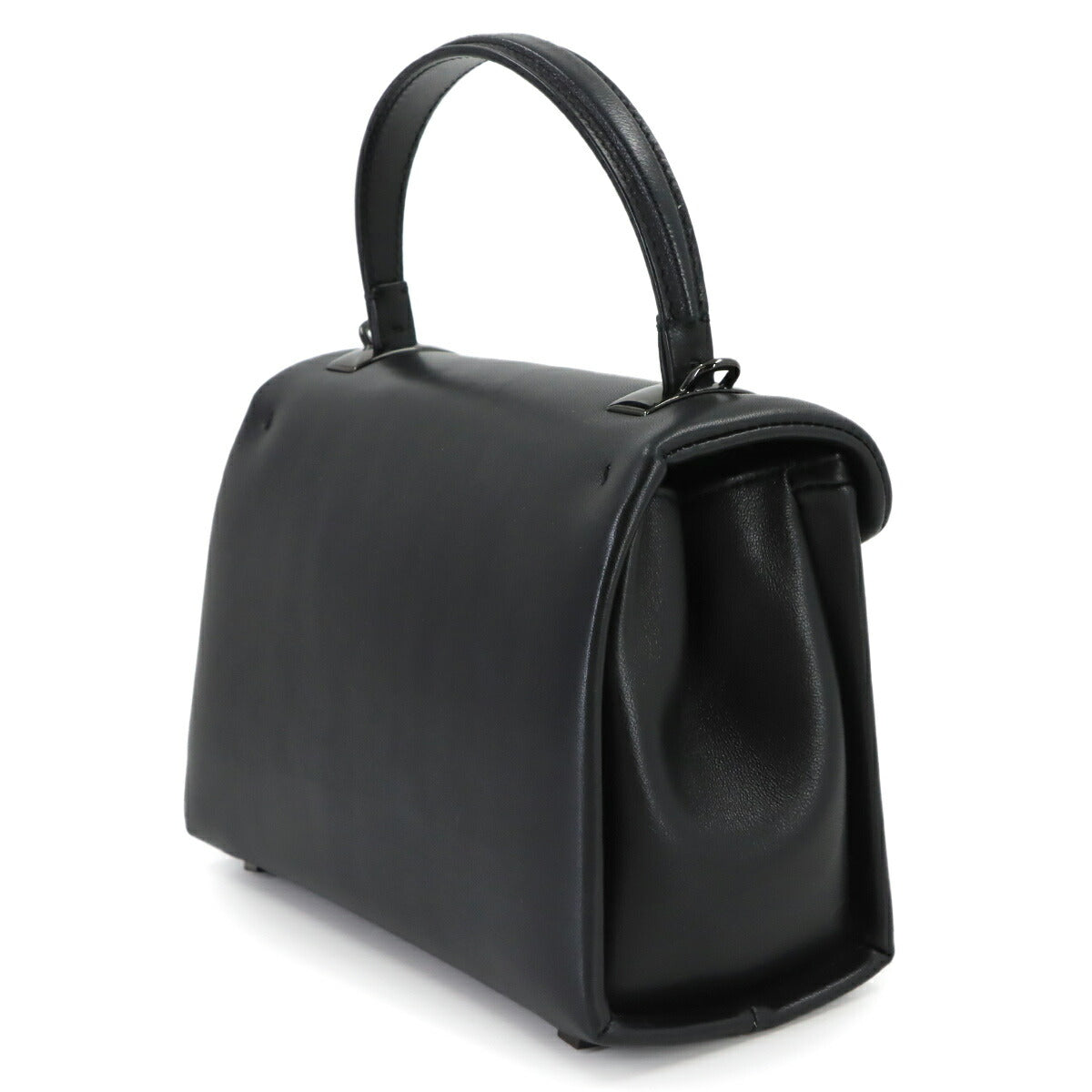One Stud Hand Shoulder Bag Leather Black