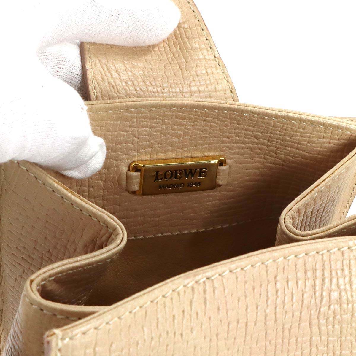 Shoulder Bag Leather Beige Purse