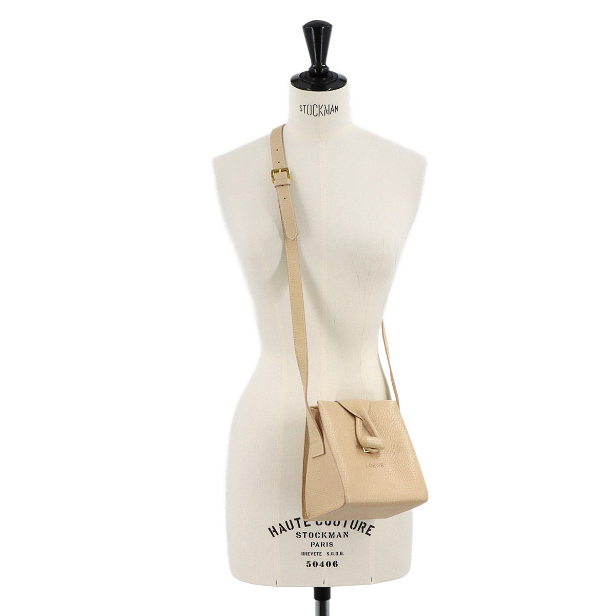Shoulder Bag Leather Beige Purse