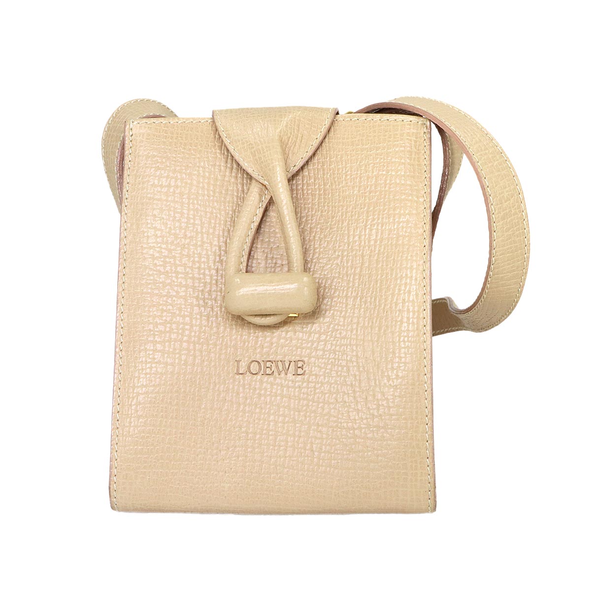 Shoulder Bag Leather Beige Purse