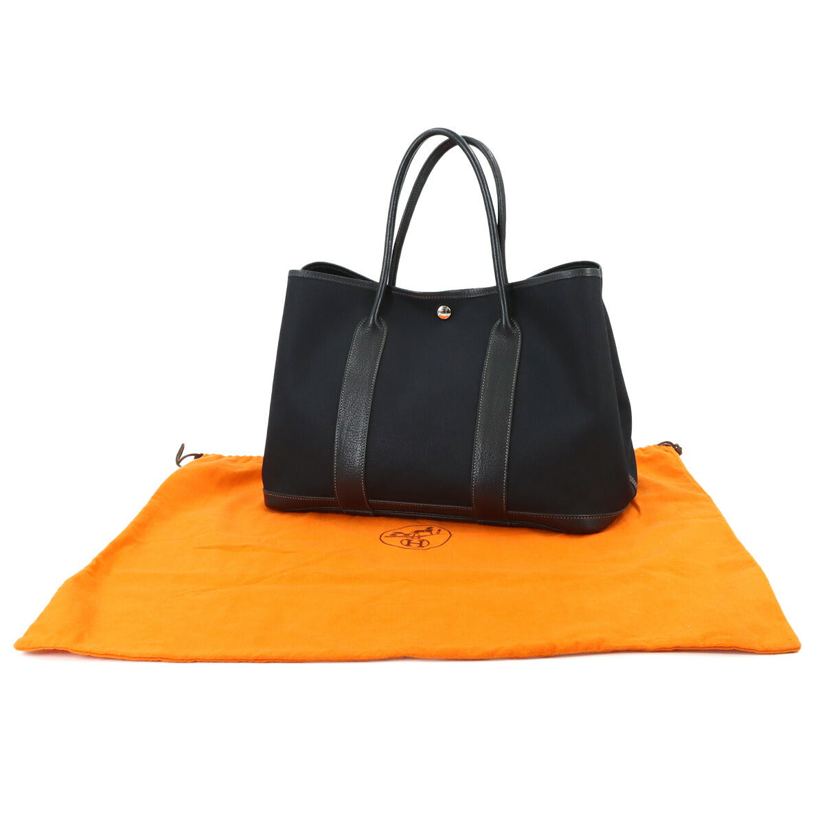 Garden Party PM Tote Bag Toile Officier Leather Black