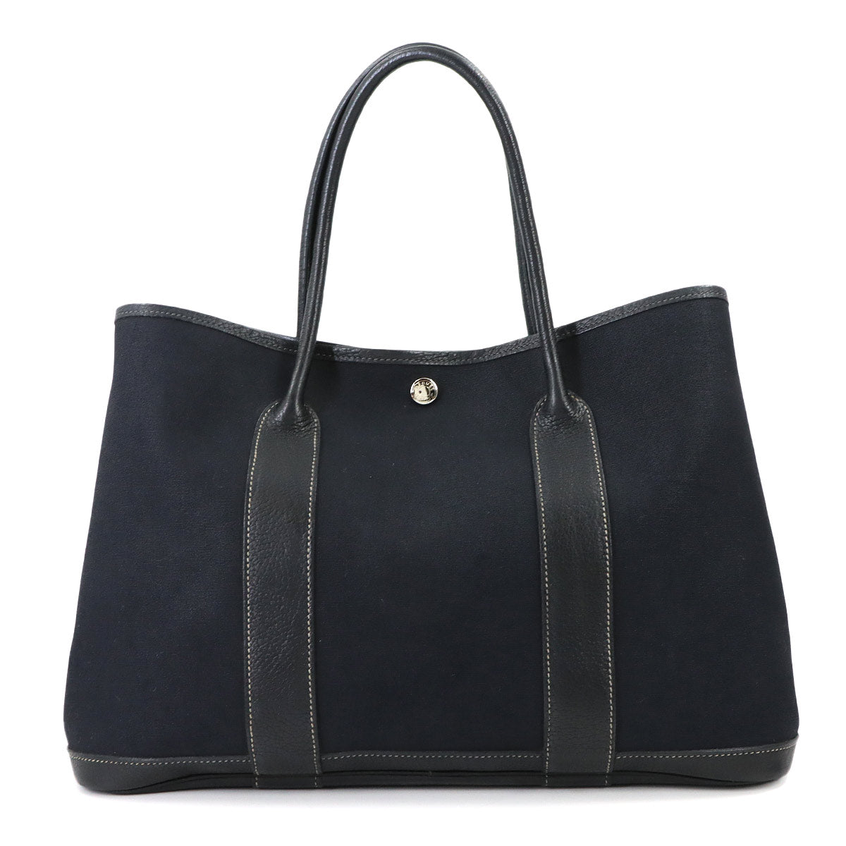 Garden Party PM Tote Bag Toile Officier Leather Black