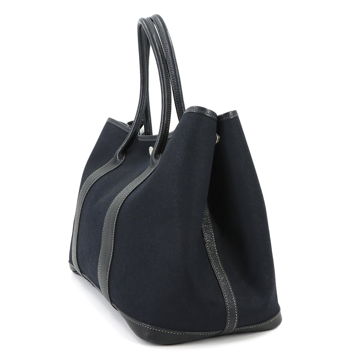 Garden Party PM Tote Bag Toile Officier Leather Black