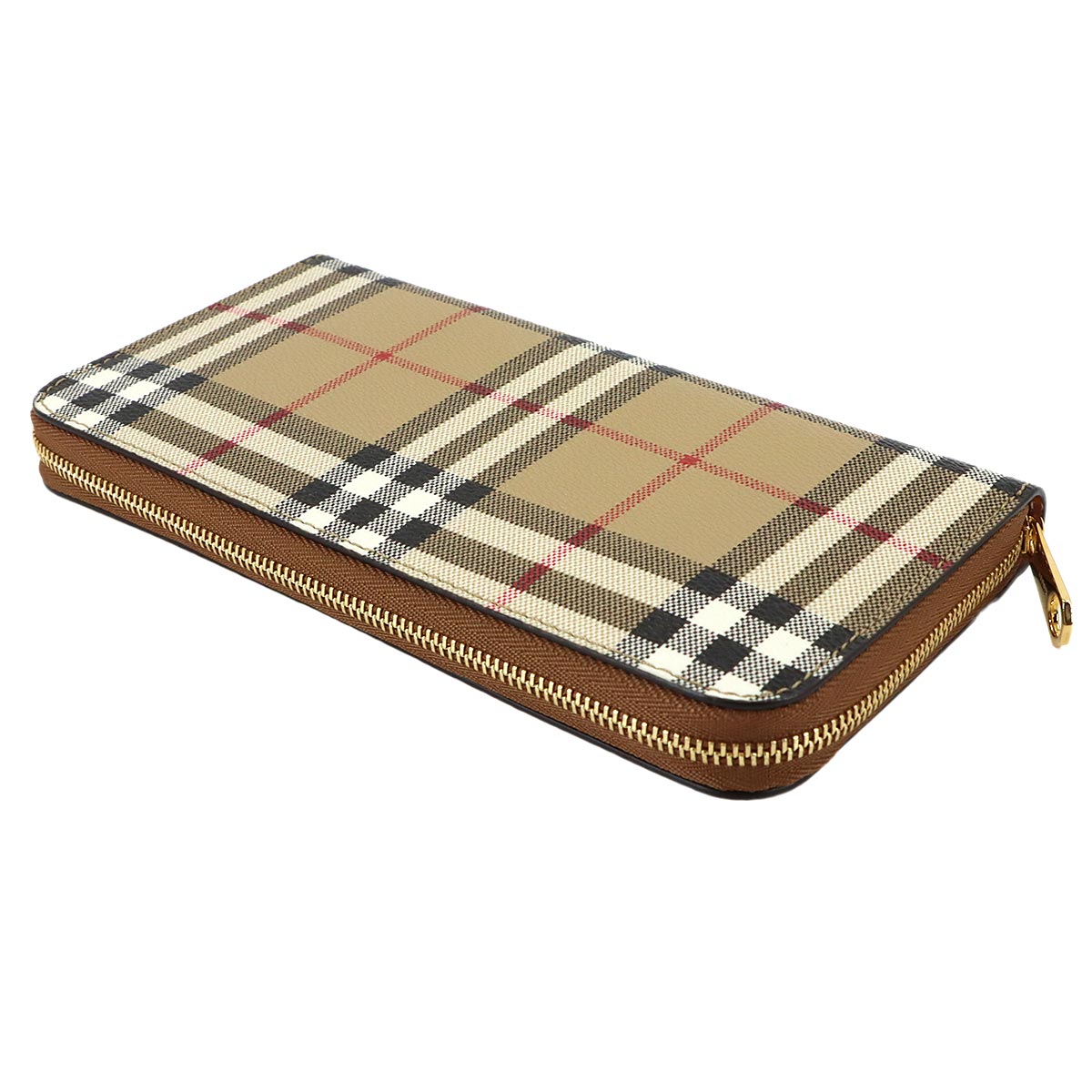 Plaid Long Wallet PVC Leather Beige Black 8070598 Nova Check